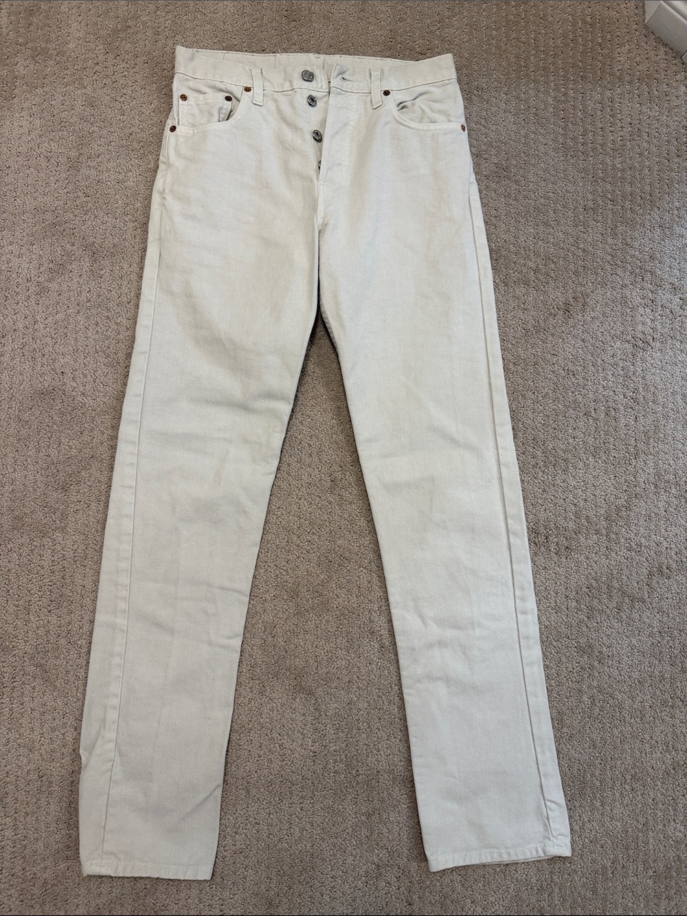 Levi’s 501  High-Rise Straight Leg Jeans in Cream